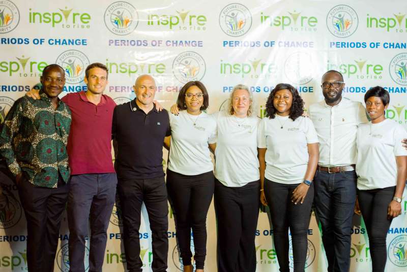 The team from Inspire to Rise, Futurestars Charity and Trashy Bags Africa with the Development Director for UK’s Foreign, Commonwealth and Development Office in Ghana Beth Cadman OBE