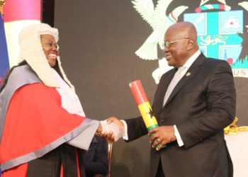 Chief Justice Gertrude Torkornoo after being sworn into office by President Akufo-Addo