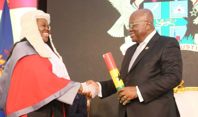Chief Justice Gertrude Torkornoo after being sworn into office by President Akufo-Addo