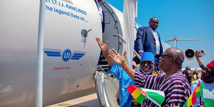 United Nigeria Airlines flies J.J. Rawlings Aircraft into Accra