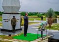 Gabonese President Nguema lays wreath in honour of Flt Lt J. J. Rawlings